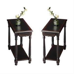 Home Square Chairside Table in Midnight Rose - Set of 2