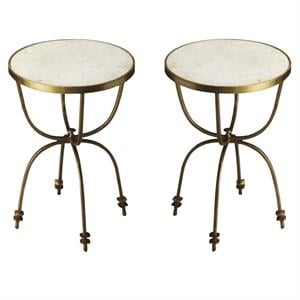 Home Square Metalworks Round End Table in Multi-Color - Set of 2
