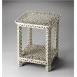 Home Square Bone Inlay Square End Table in Brown Bone Inlay - Set of 2