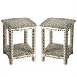 Home Square Bone Inlay Square End Table in Brown Bone Inlay - Set of 2