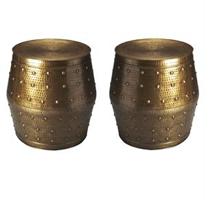Home Square 23.5&quotH Transitional End Table in Gold - Set of 2