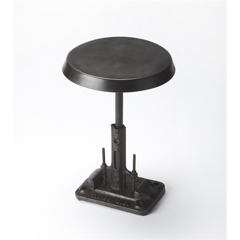 Home Square Industrial Chic Round End Table in Black - Set of 2