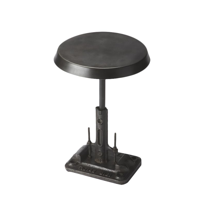 Home Square Industrial Chic Round End Table in Black - Set of 2