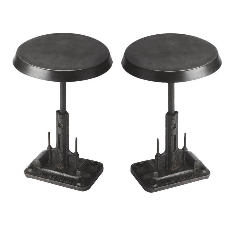 Home Square Industrial Chic Round End Table in Black - Set of 2