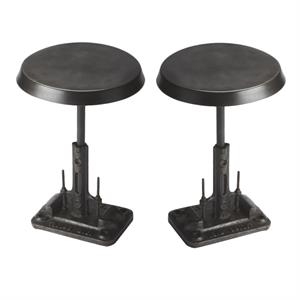 Home Square Industrial Chic Round End Table in Black - Set of 2