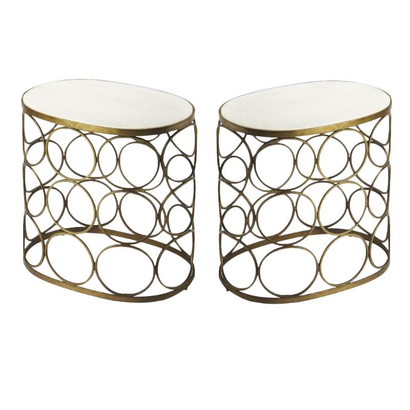 Home Square Oval End Table in Metalworks - Set of 2