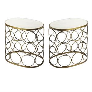Home Square Oval End Table in Metalworks - Set of 2