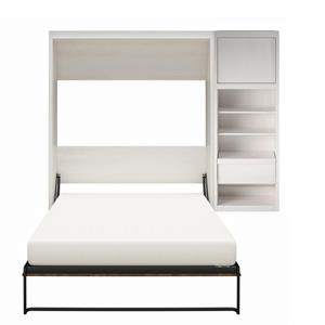 home square 2 piece set with queen wall bed and bed side cabinet in white