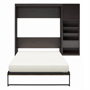 home square 2 piece set with queen wall bed and bed side cabinet in espresso