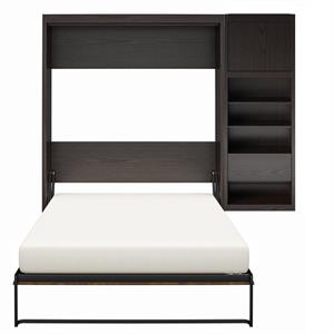 home square 2 piece set with full wall bed and bed side cabinet in espresso
