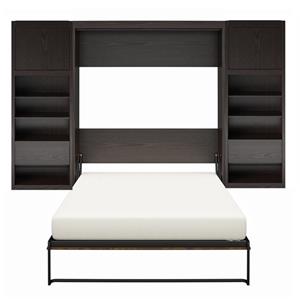 home square 3 piece set with full wall bed and 2 bed side cabinets in espresso