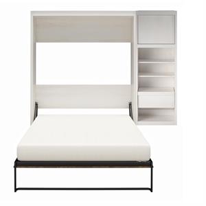 home square 2 piece set with full murphy wall bed and bed side cabinet in white