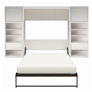 home square 3 piece set with full murphy wall bed and two side cabinets in white