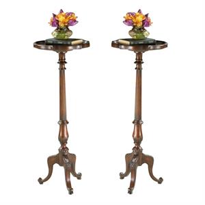 home square traditional pedestal plant stand in plantation cherry - set of 2