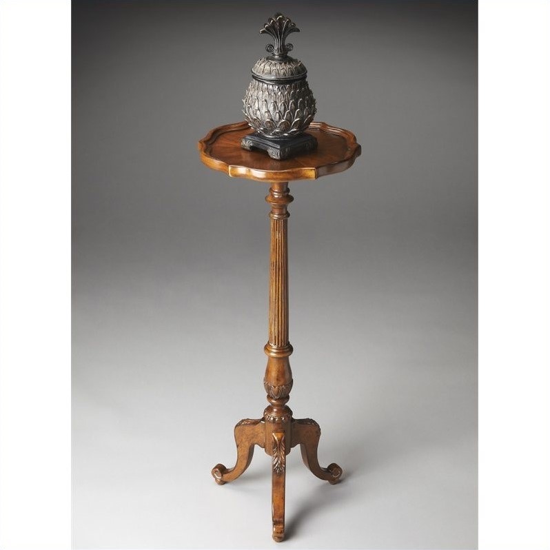 Home Square Pedestal Plant Stand in Vintage Oak - Set of 2