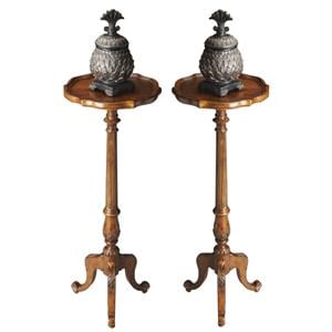 Home Square Pedestal Plant Stand in Vintage Oak - Set of 2