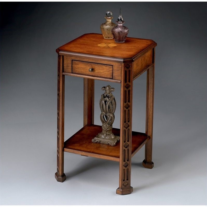 Home Square Accent Table in Olive Ash Burl Finish - Set of 2