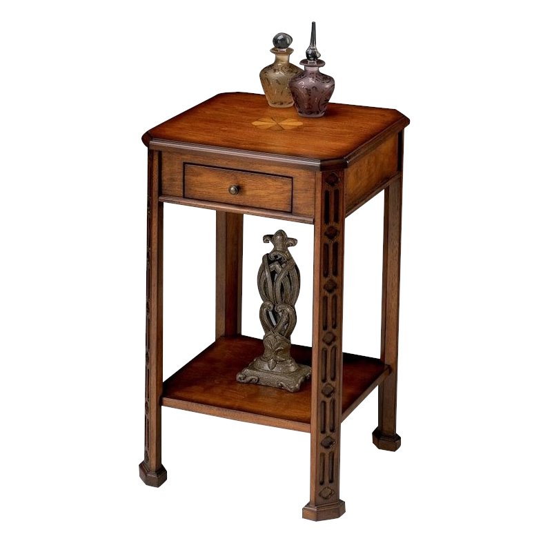 Home Square Accent Table in Olive Ash Burl Finish - Set of 2