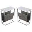 Home Square Marble and Leather Magazine Table in Beige - Set of 2