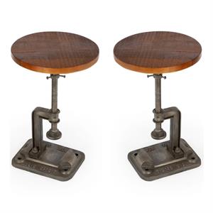 Home Square Industrial Chic Adjustable Accent Table - Set of 2