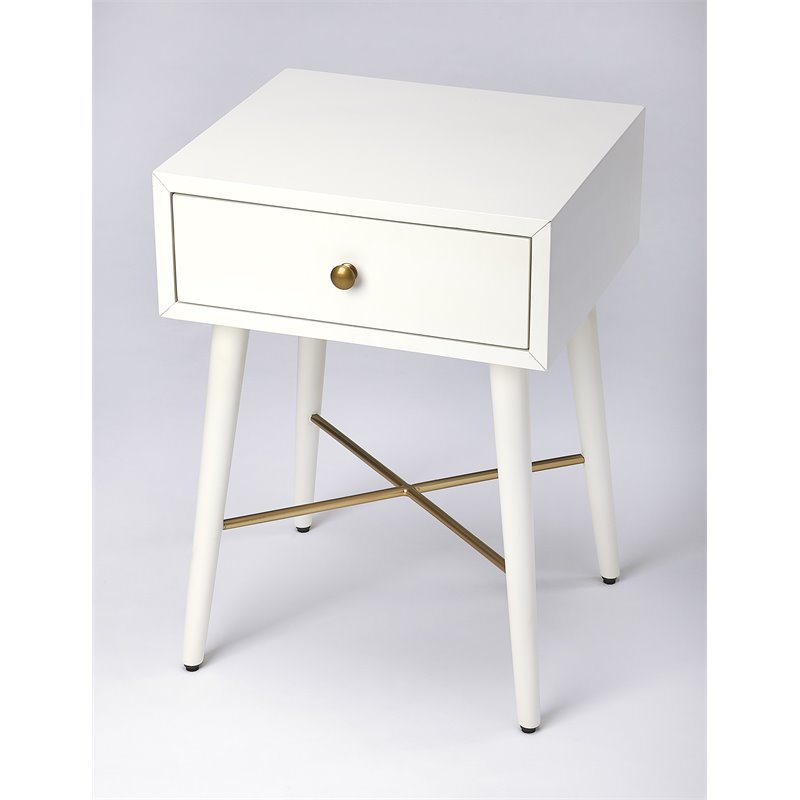 Home Square End Table in White and Gold - Set of 2