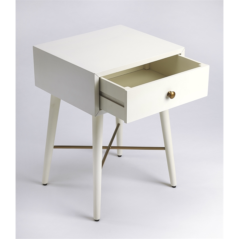 Home Square End Table in White and Gold - Set of 2