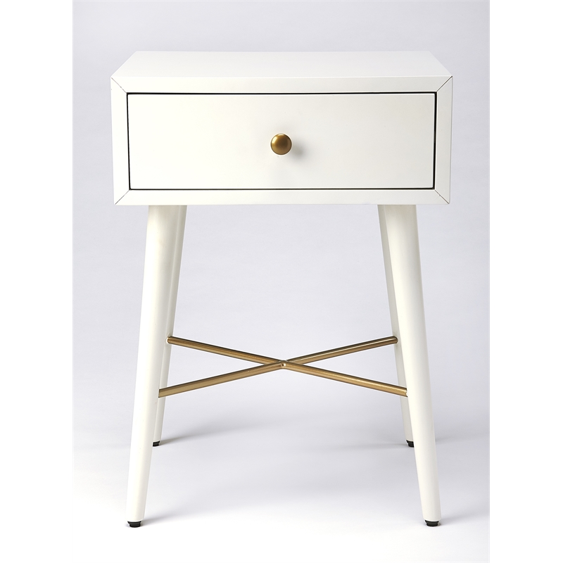 Home Square End Table in White and Gold - Set of 2