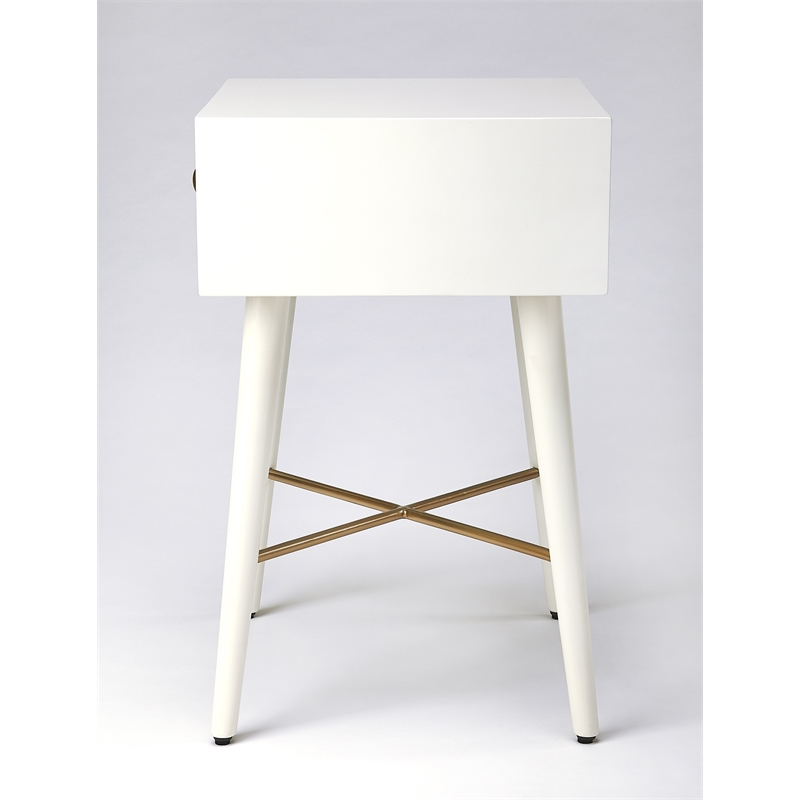 Home Square End Table in White and Gold - Set of 2