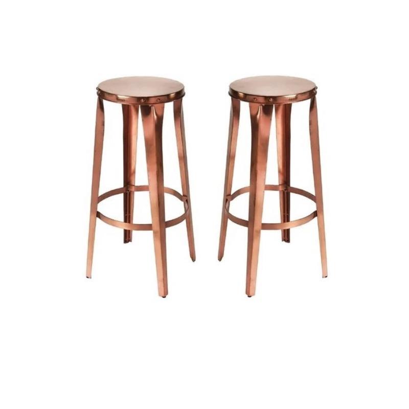 Home Square Copper Backless Bar Stool in Copper - Set of 2