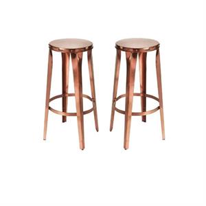 Home Square Copper Backless Bar Stool in Copper - Set of 2