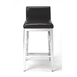 Home Square Stainless Steel Faux Leather Counter Stool in Silver - Set of 2