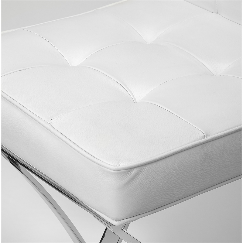 Home Square Chrome Plated Faux Leather Bar Stool in White - Set of 2