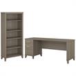 Home Square 2-Piece Set with 72W Office Desk & 5-Shelf Bookcase in Ash Gray