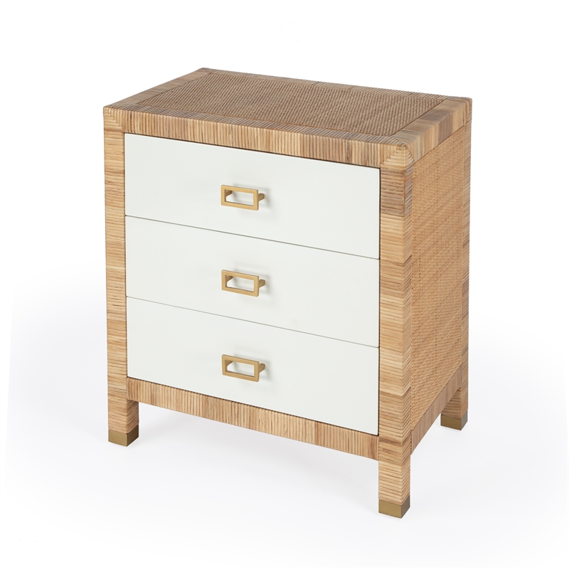 Home Square 3-Piece Wood Set with 2 Nightstands & 1 Chest in Natural