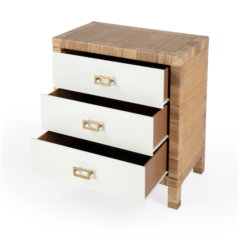 Home Square 3-Piece Wood Set with 2 Nightstands & 1 Chest in Natural