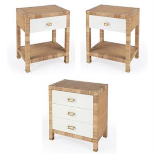 Home Square 3-Piece Wood Set with 2 Nightstands & 1 Chest in Natural
