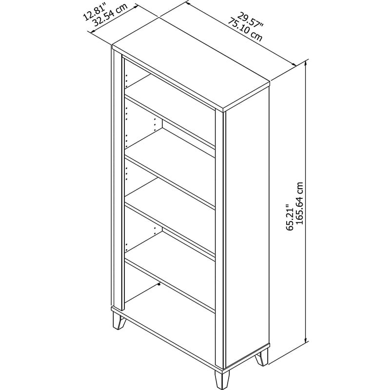Home Square 2-Piece Set with 60W Office Desk & 5-Shelf Bookcase