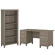 Home Square 2-Piece Set with 60W Office Desk & 5-Shelf Bookcase