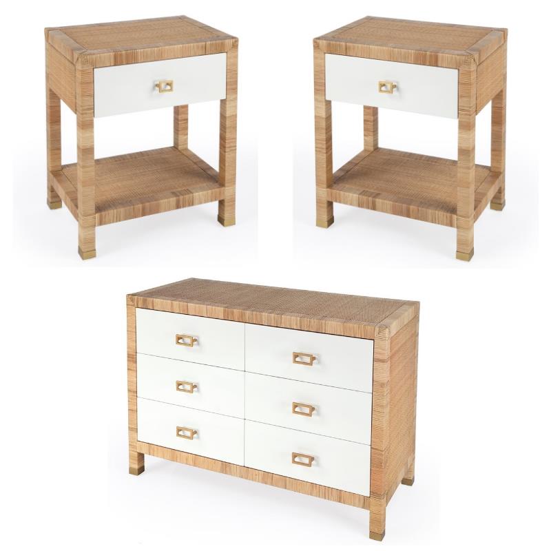 Home Square 3-Piece Wood Set with 2 Nightstands & 1 Dresser in Natural