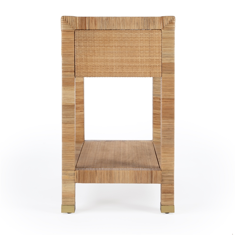 Home Square 1 Drawer Natural Raffia Nightstand - Set of 2