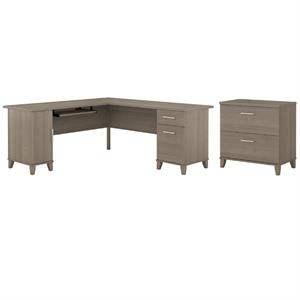 home square 2-piece set with 72w l shaped desk & 2-drawer file cabinet