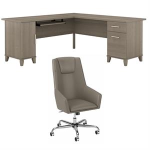home square 2-piece set with 72w l shaped desk & high back leather box chair