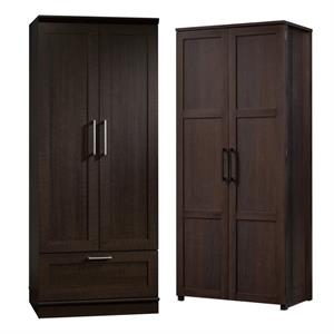 home square 2-piece set with wardrobe armoire and pantry in dakota oak