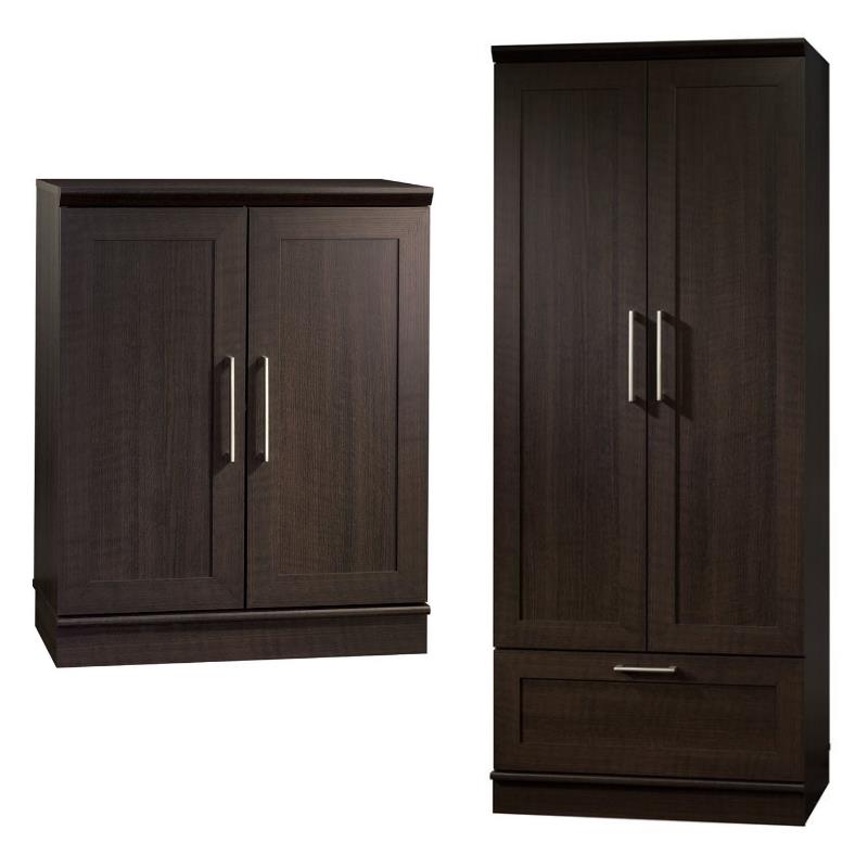 Home Square 2-Piece Set with Base Cabinet & Wardrobe Armoire in Dakota Oak