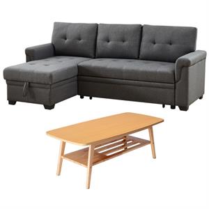 home square 2-piece set with reversible sleeper sofa & coffee table