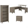 Home Square 3-Piece Set with L Desk File Cabinet & Bookcase in Ash Gray