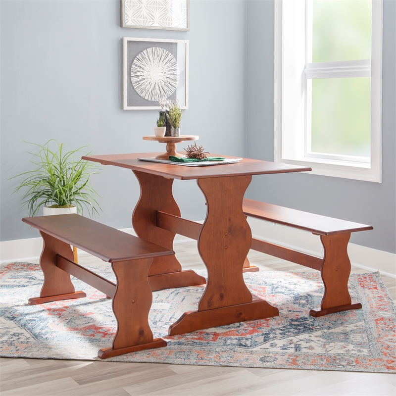 Home Square Furniture 2-Piece Set with Dining Table & Bench in Walnut