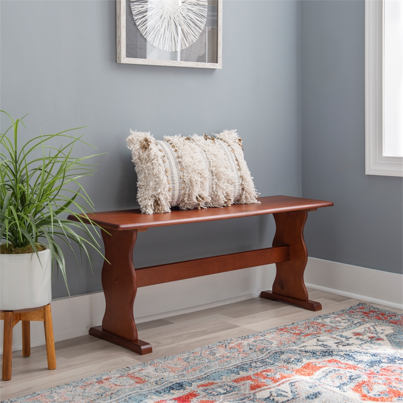 Home Square Furniture 2-Piece Set with Dining Table & Bench in Walnut