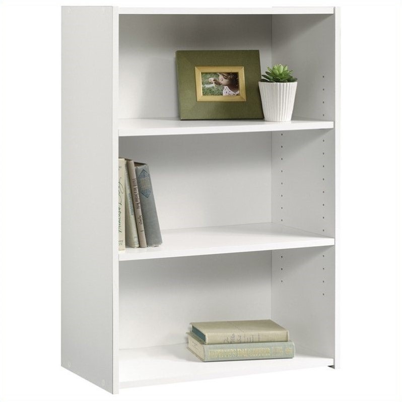 Home Square 2-Piece Set with Craft Table & 3-Shelf Bookcase in Soft White