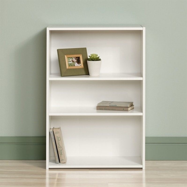 Home Square 2-Piece Set with Craft Table & 3-Shelf Bookcase in Soft White